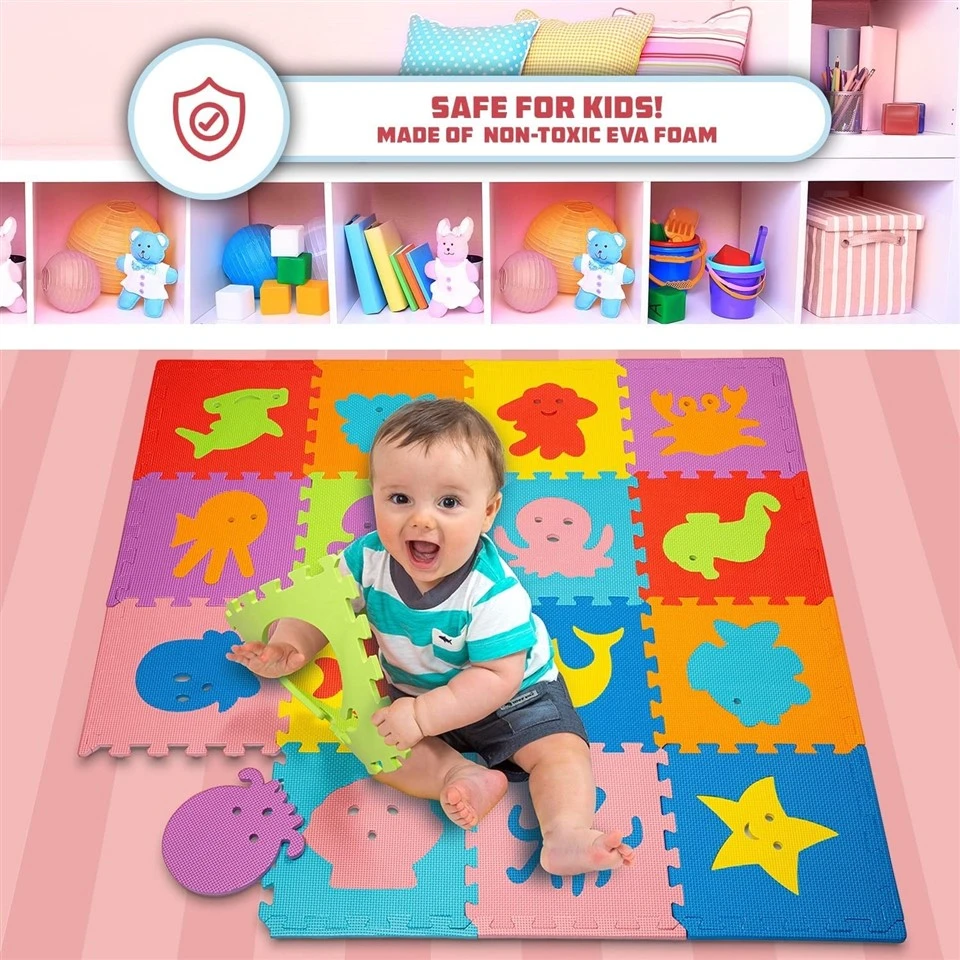 16 Pcs Animal Puzzle Play Mat